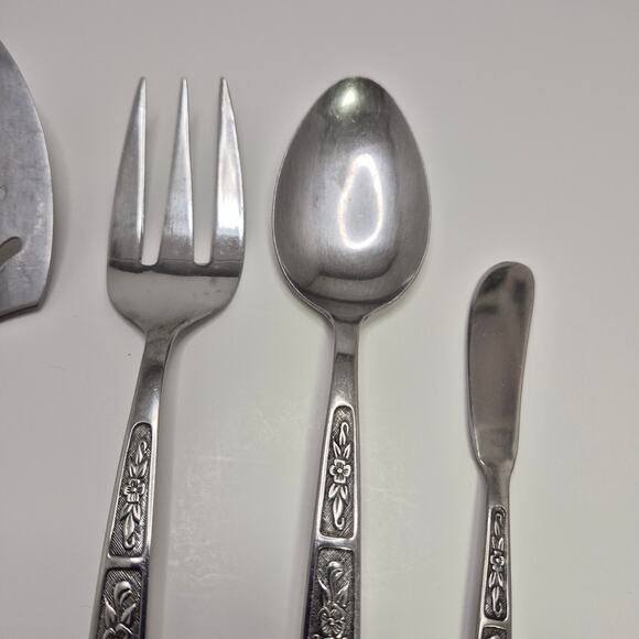 Imperial Stainless Japan 5-piece Serving Set IMI57 Vintage Floral - Picture 5 of 15